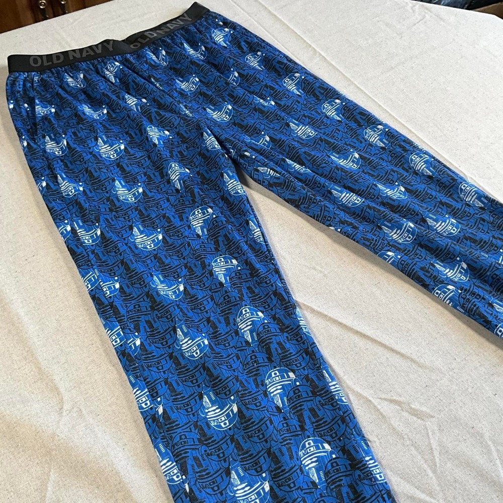 Kids Star Wars R2-D2 Blue All Over Print Fleece Pajama Pants (XLarge)